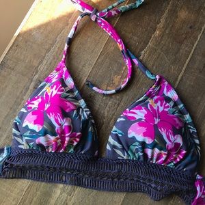 Flower print bathing suit top